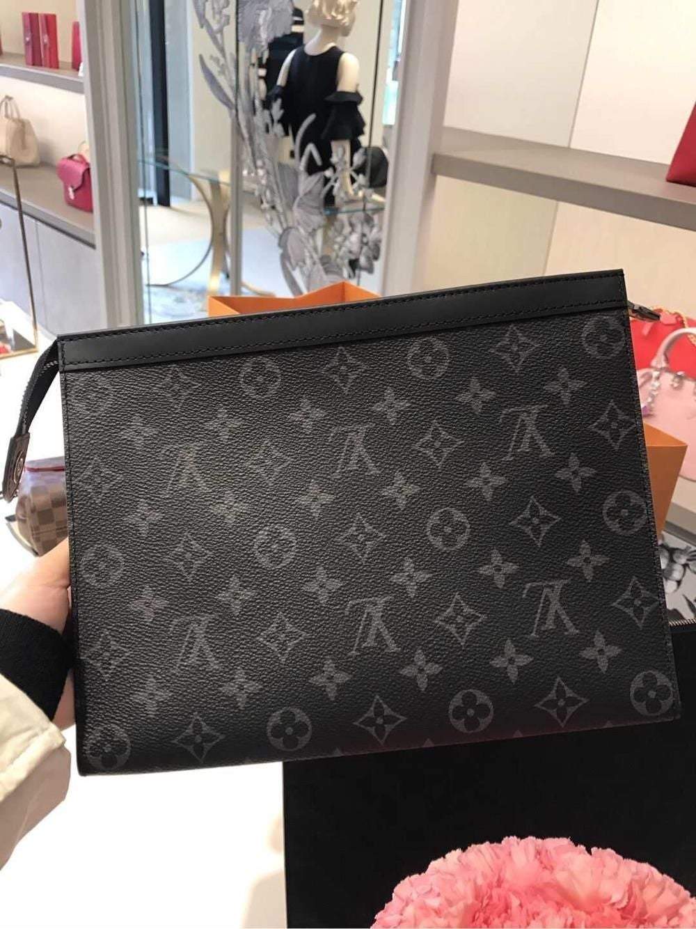 LV ルイヴィトンブラックオールドフラワーブラックチェッカーボードメンズハンドバッグ