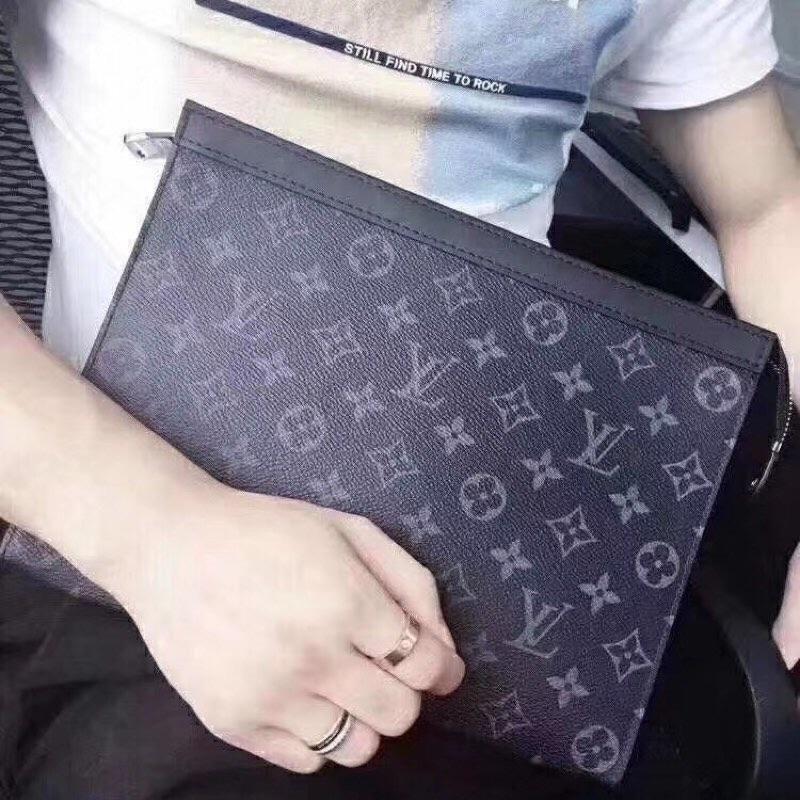 LV ルイヴィトンブラックオールドフラワーブラックチェッカーボードメンズハンドバッグ
